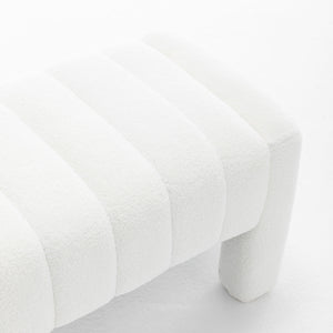 SEYNAR Modern Glam Teddy Velvet Fabric Rectangle Ottoman