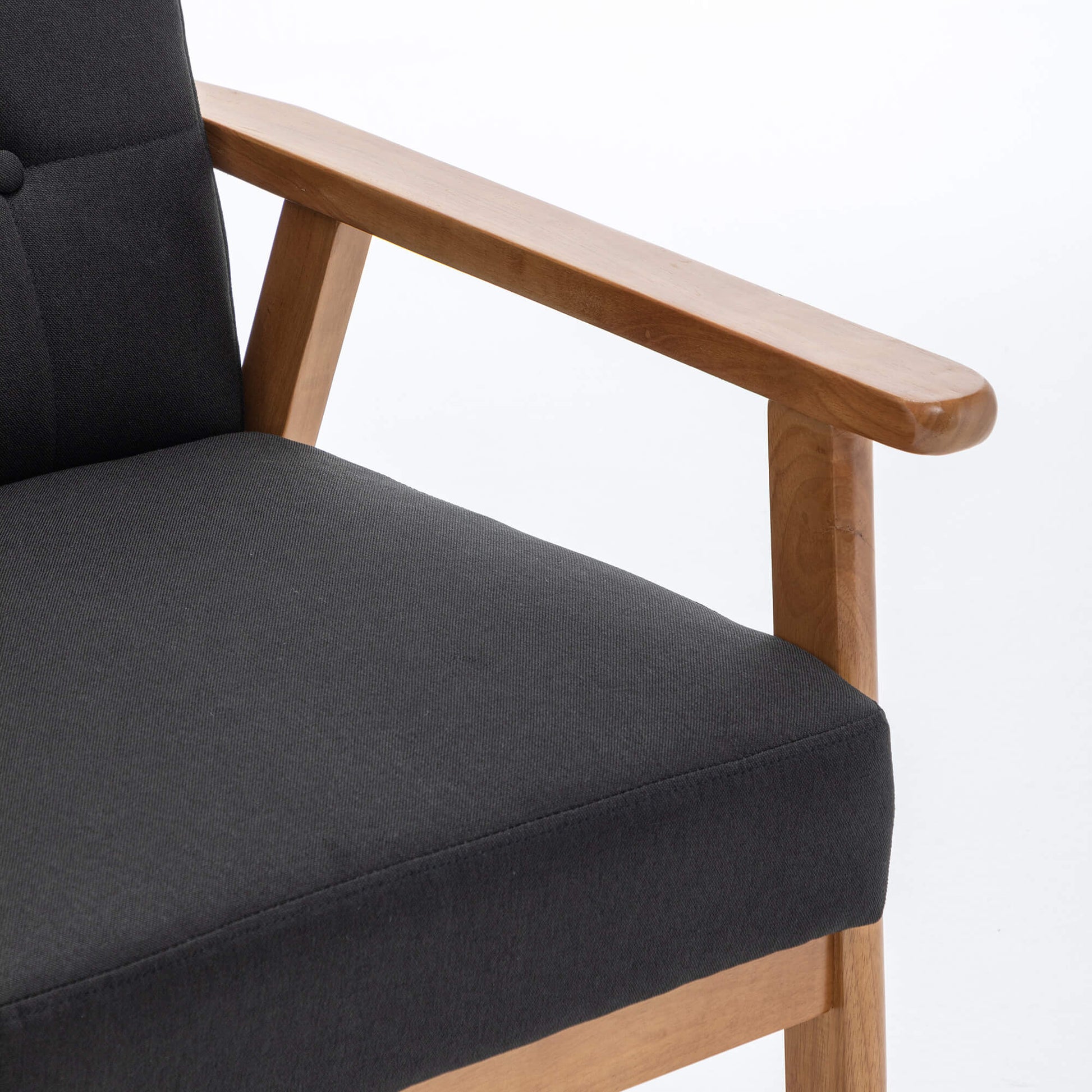 SEYNAR Mid-Century Linen Button-Tufted Accent Chair with Solid Wood Frame(Single/Set of 2)