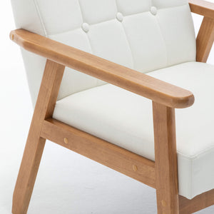 SEYNAR Mid-Century Linen Button-Tufted Accent Chair with Solid Wood Frame(Single/Set of 2)