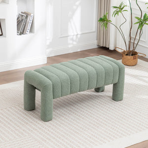 SEYNAR Modern Glam Teddy Velvet Fabric Rectangle Ottoman