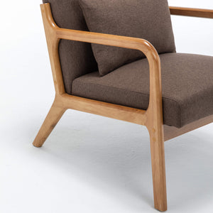 SEYNAR Mid-Century Modern Linen Accent Chair with Solid Wood Frame(Single/Set of 2)