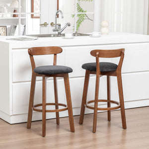 SEYNAR Modern 34.2" Bar Stools Set of 2/4, Solid Wood Barstools with Chenille Cushions & Round Footrest