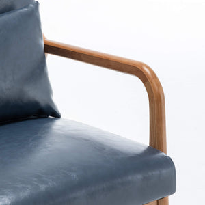 SEYNAR Mid-Century PU Leather Accent Chair with Lumbar Pillow(Single/Set of 2)