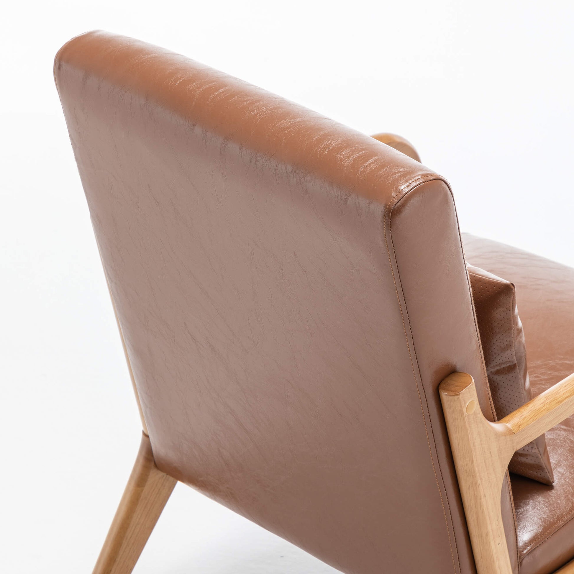 SEYNAR Mid-Century PU Leather Accent Chair with Lumbar Pillow(Single/Set of 2)