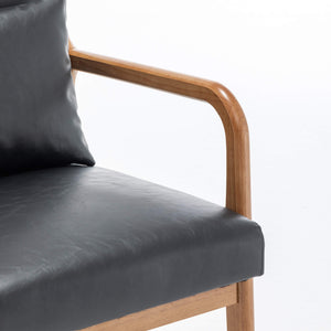 SEYNAR Mid-Century PU Leather Accent Chair with Lumbar Pillow(Single/Set of 2)