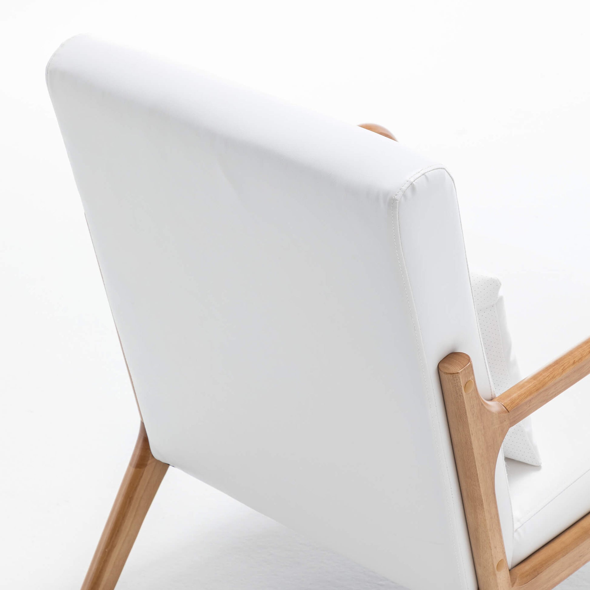 SEYNAR Mid-Century PU Leather Accent Chair with Lumbar Pillow(Single/Set of 2)