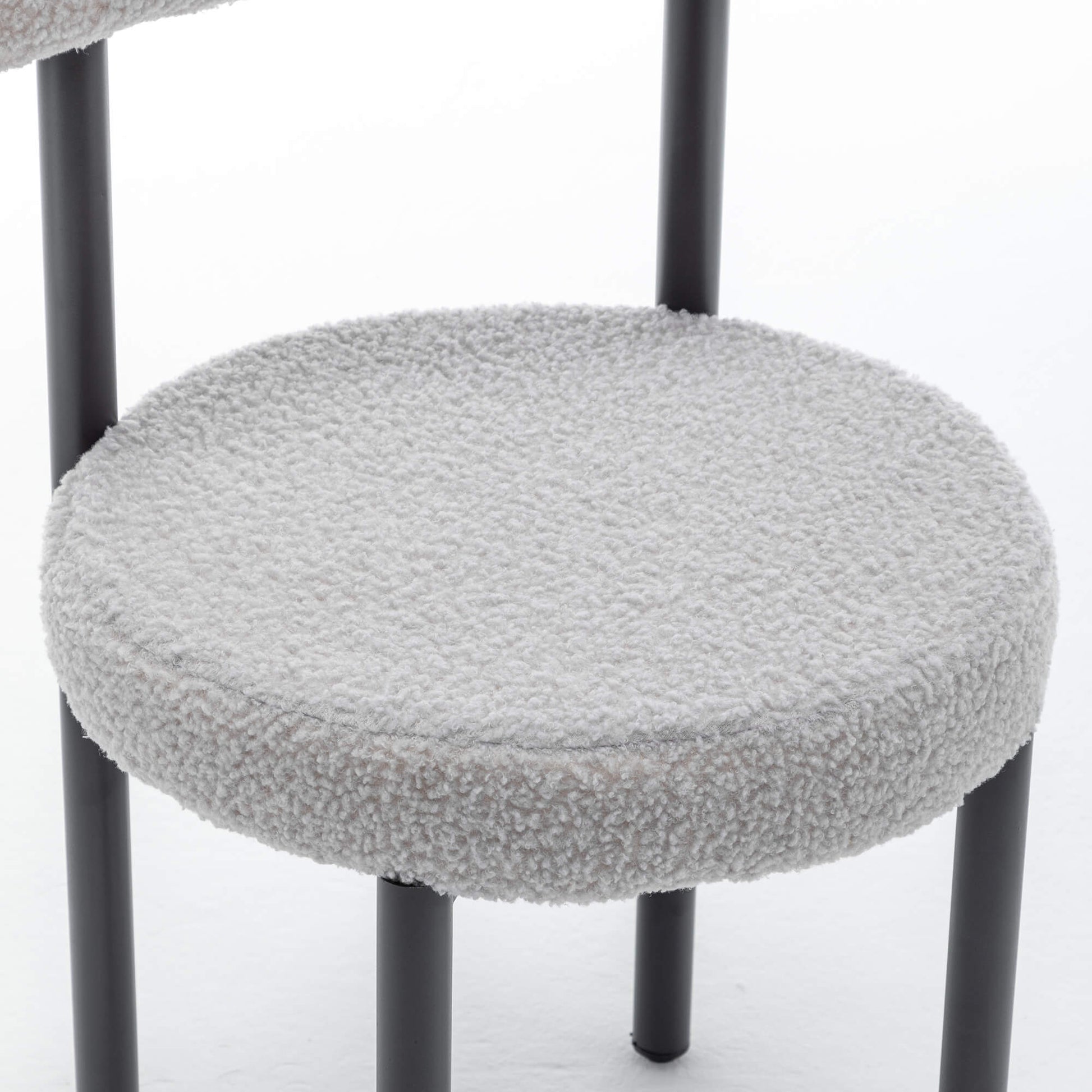 SEYNAR Modern Teddy Fabric Dining Chairs Set of 2/4/6, Minimalist Boucle Chairs