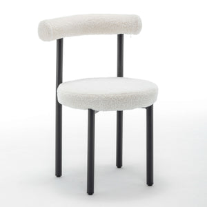 SEYNAR Modern Teddy Fabric Dining Chairs Set of 2/4/6, Minimalist Boucle Chairs