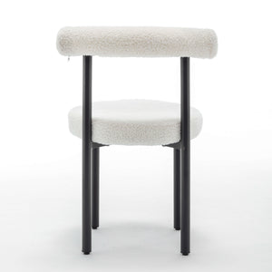SEYNAR Modern Teddy Fabric Dining Chairs Set of 2/4/6, Minimalist Boucle Chairs