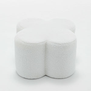 SEYNAR Modern Teddy Fabric Ottoman, Clover Footstool Footrest for Living Room