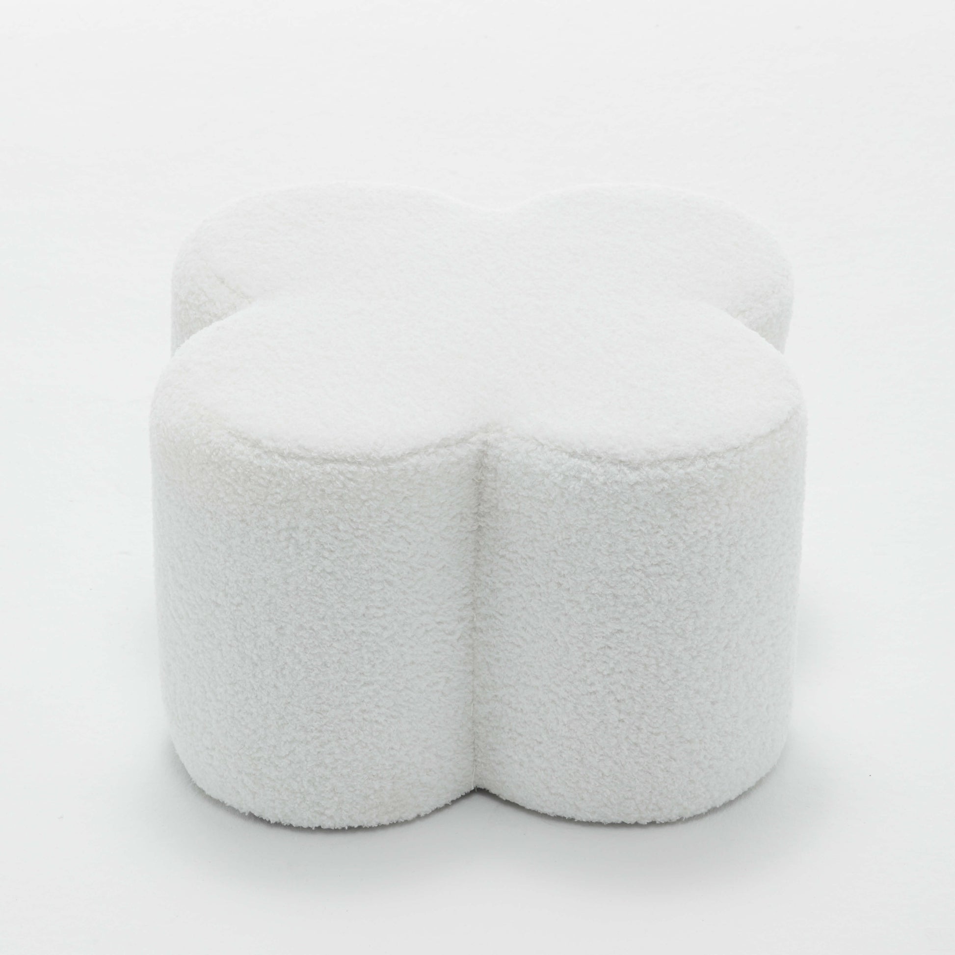 SEYNAR Modern Teddy Fabric Ottoman, Clover Footstool Footrest for Living Room