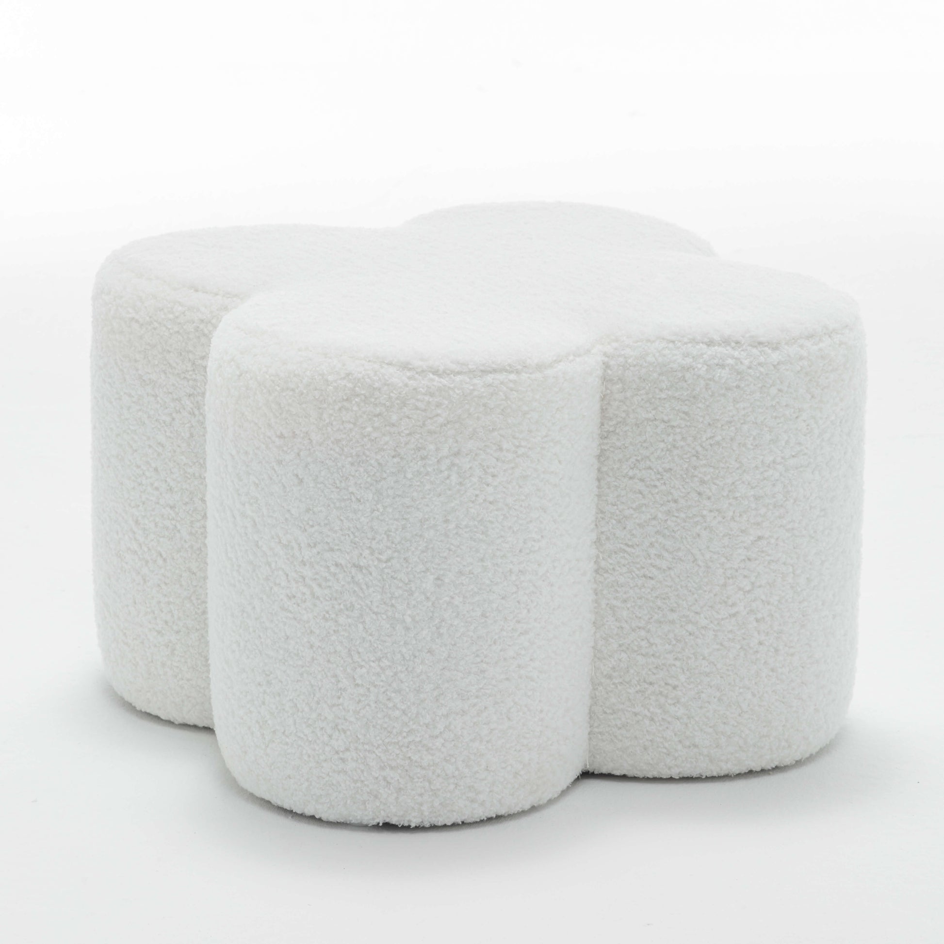 SEYNAR Modern Teddy Fabric Ottoman, Clover Footstool Footrest for Living Room