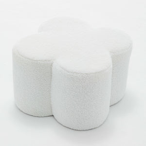 SEYNAR Modern Teddy Fabric Ottoman, Clover Footstool Footrest for Living Room