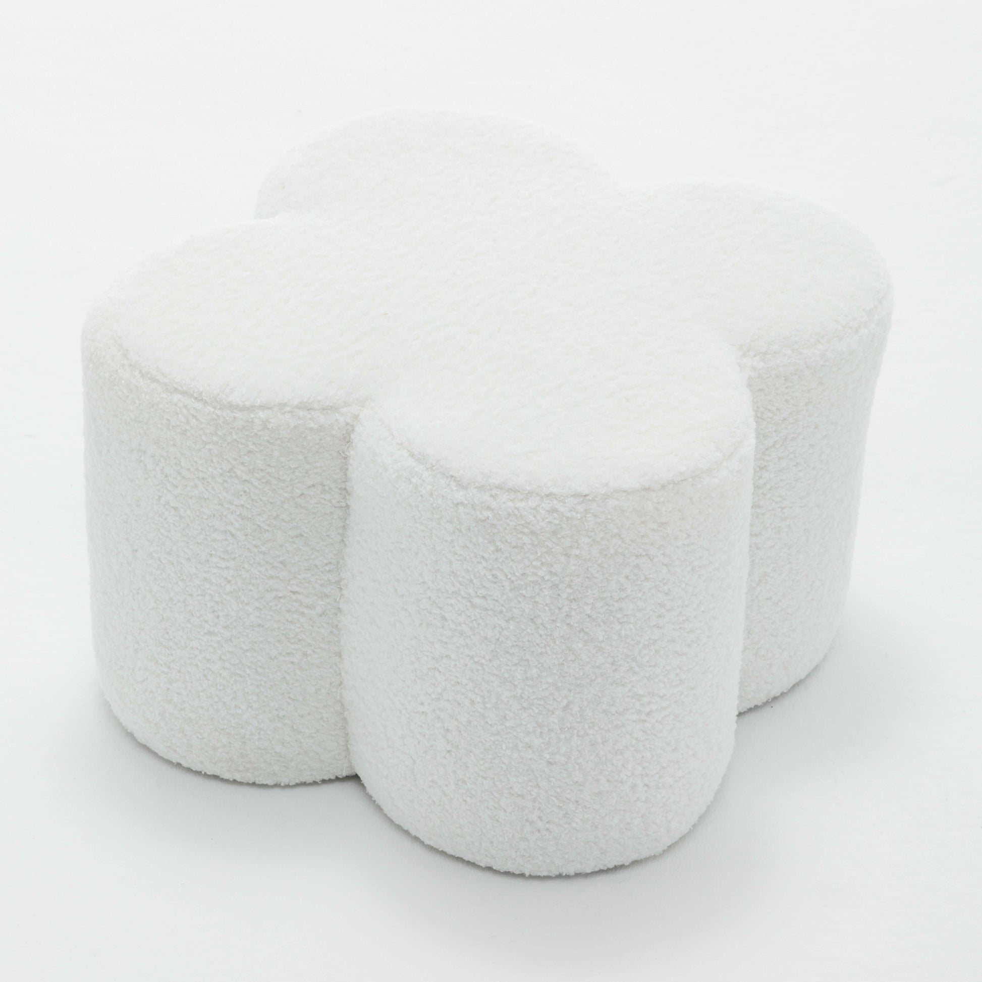 SEYNAR Modern Teddy Fabric Ottoman, Clover Footstool Footrest for Living Room