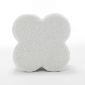 SEYNAR Modern Teddy Fabric Ottoman, Clover Footstool Footrest for Living Room