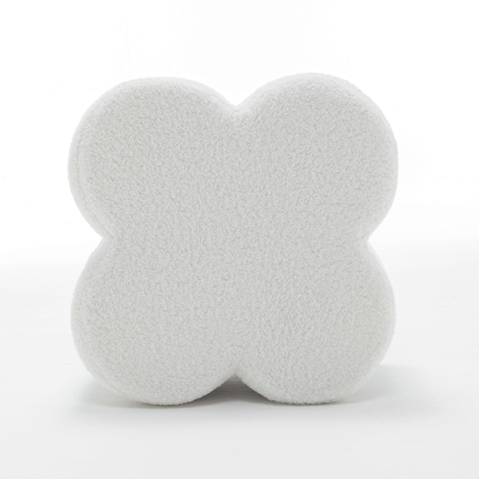 SEYNAR Modern Teddy Fabric Ottoman, Clover Footstool Footrest for Living Room