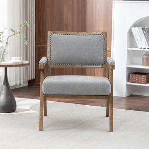 SEYNAR Rustic Mid-Century Chenille Accent Chair with Nailhead Trim and Wood Frame(Single/Set of 2)