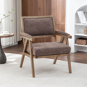SEYNAR Rustic Mid-Century Chenille Accent Chair with Nailhead Trim and Wood Frame(Single/Set of 2)