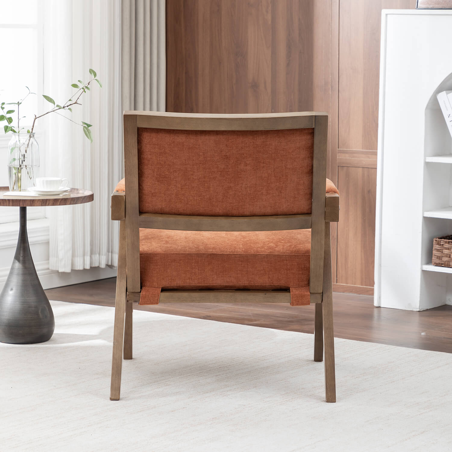 SEYNAR Rustic Mid-Century Chenille Accent Chair with Nailhead Trim and Wood Frame(Single/Set of 2)