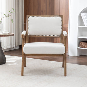 SEYNAR Rustic Mid-Century Chenille Accent Chair with Nailhead Trim and Wood Frame(Single/Set of 2)