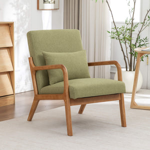 SEYNAR Mid-Century Modern Linen Accent Chair with Solid Wood Frame(Single/Set of 2)