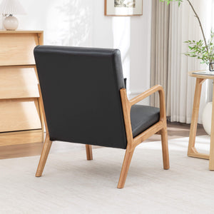 SEYNAR Mid-Century PU Leather Accent Chair with Lumbar Pillow(Single/Set of 2)
