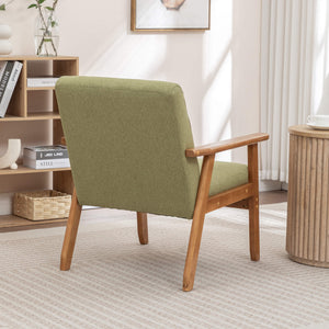 SEYNAR Mid-Century Linen Button-Tufted Accent Chair with Solid Wood Frame(Single/Set of 2)