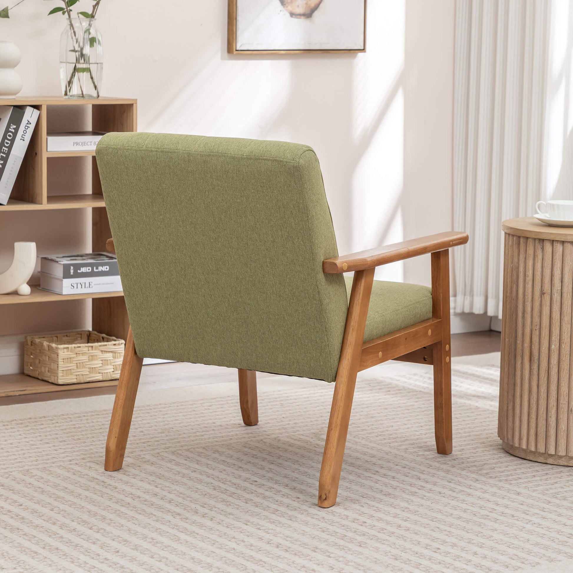 SEYNAR Mid-Century Linen Button-Tufted Accent Chair with Solid Wood Frame(Single/Set of 2)