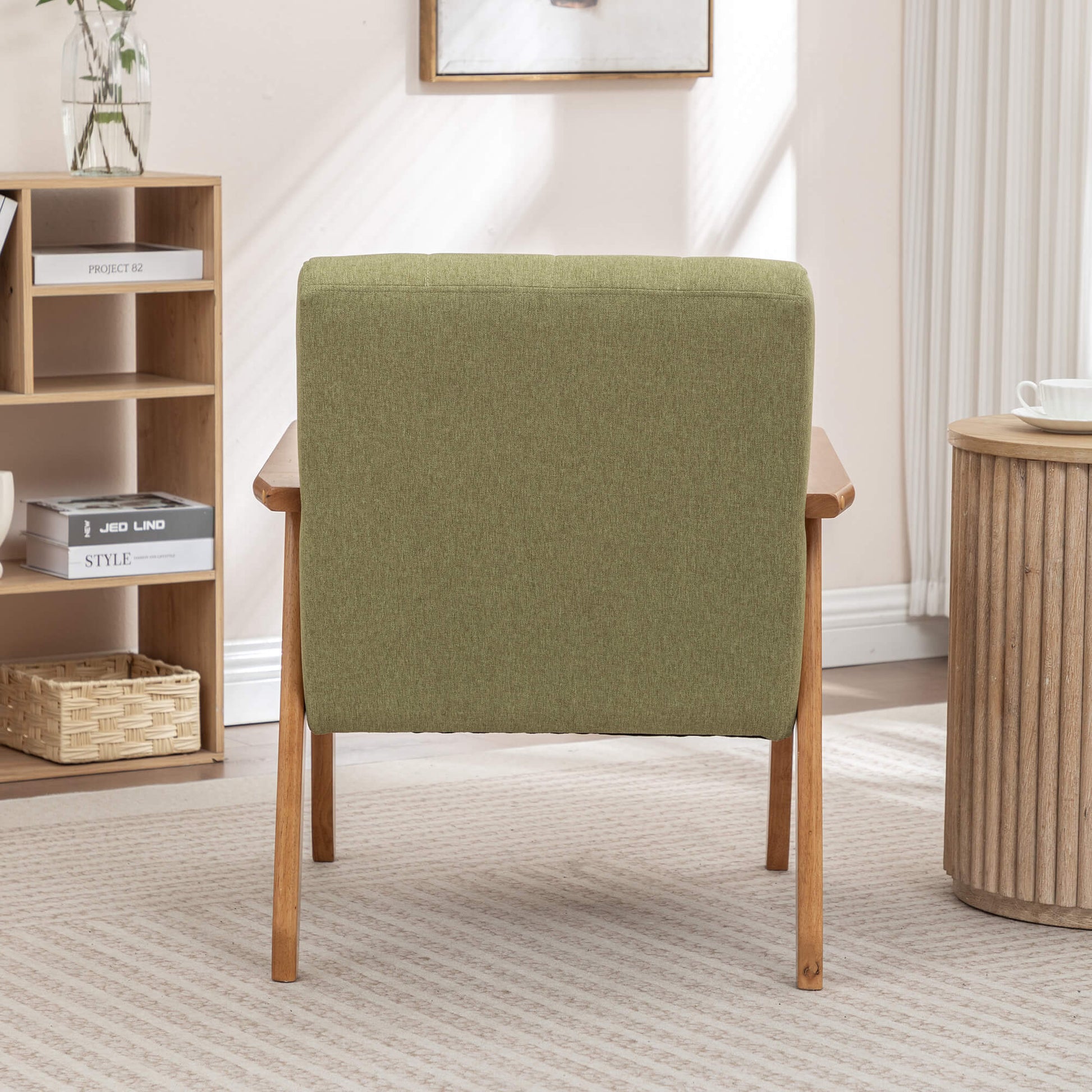 SEYNAR Mid-Century Linen Button-Tufted Accent Chair with Solid Wood Frame(Single/Set of 2)