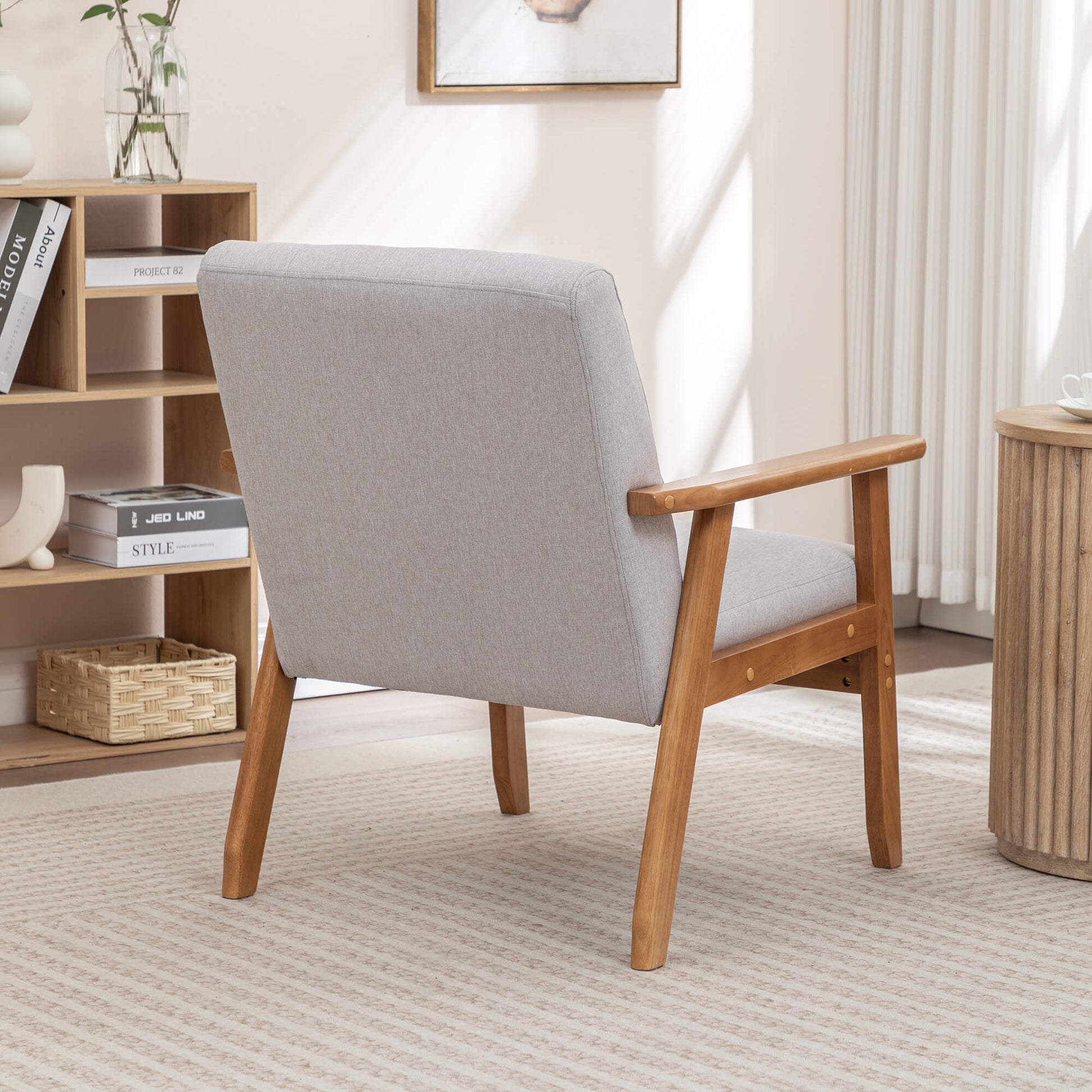 SEYNAR Mid-Century Linen Button-Tufted Accent Chair with Solid Wood Frame(Single/Set of 2)