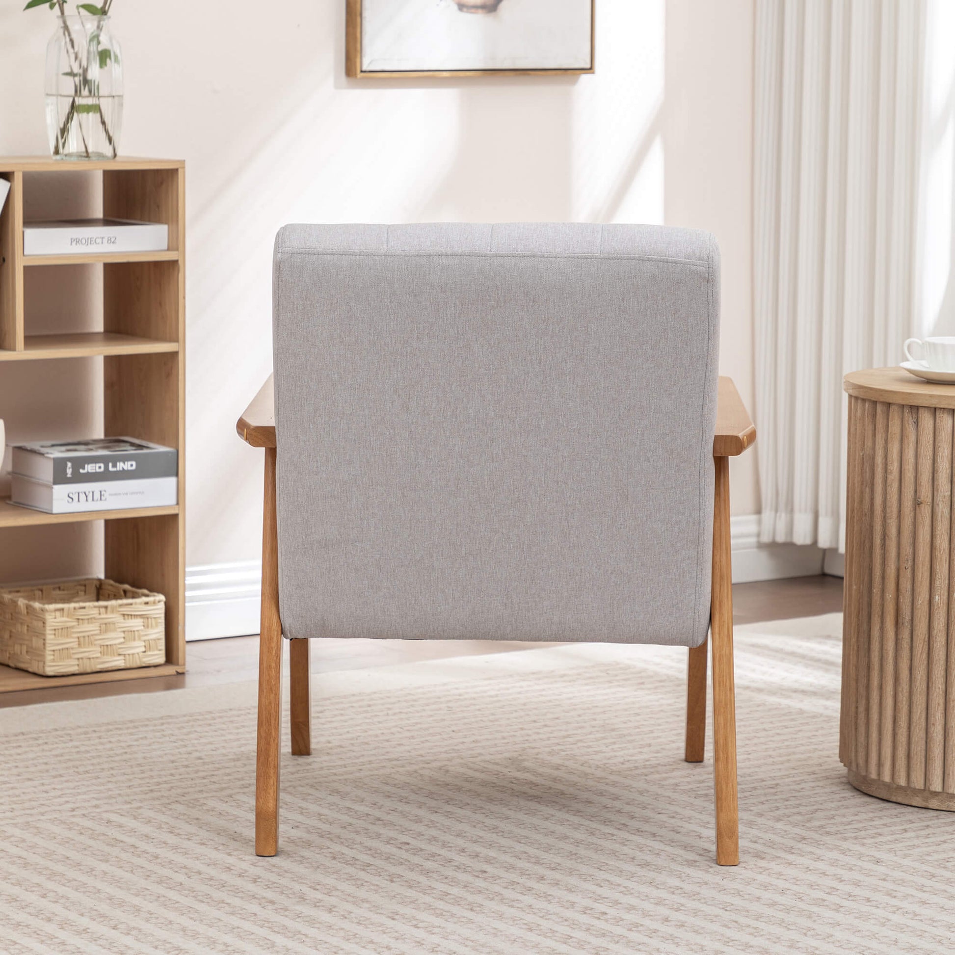 SEYNAR Mid-Century Linen Button-Tufted Accent Chair with Solid Wood Frame(Single/Set of 2)