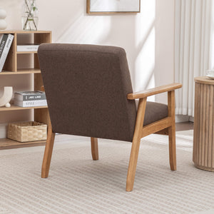 SEYNAR Mid-Century Linen Button-Tufted Accent Chair with Solid Wood Frame(Single/Set of 2)