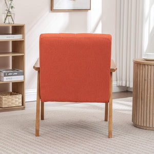 SEYNAR Mid-Century Linen Button-Tufted Accent Chair with Solid Wood Frame(Single/Set of 2)