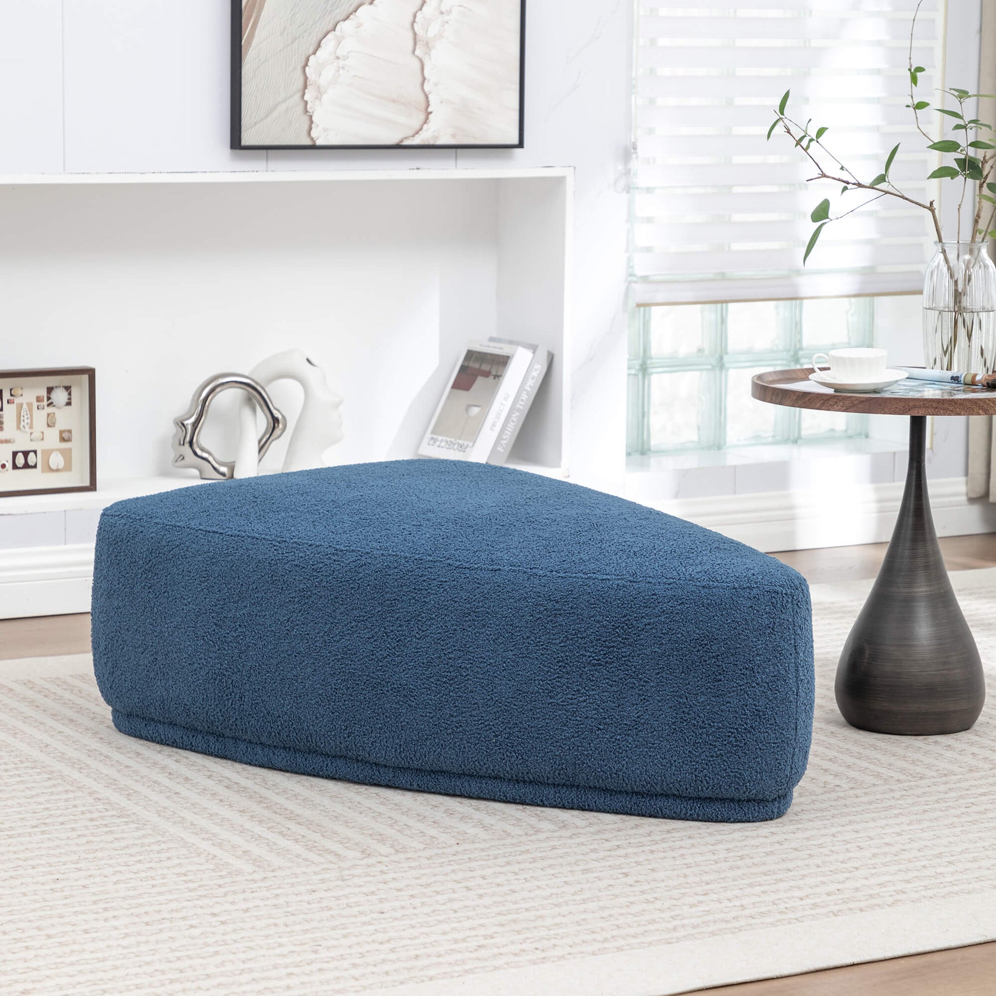 SEYNAR Modern 43'' Teddy Fabric Ottoman Bench