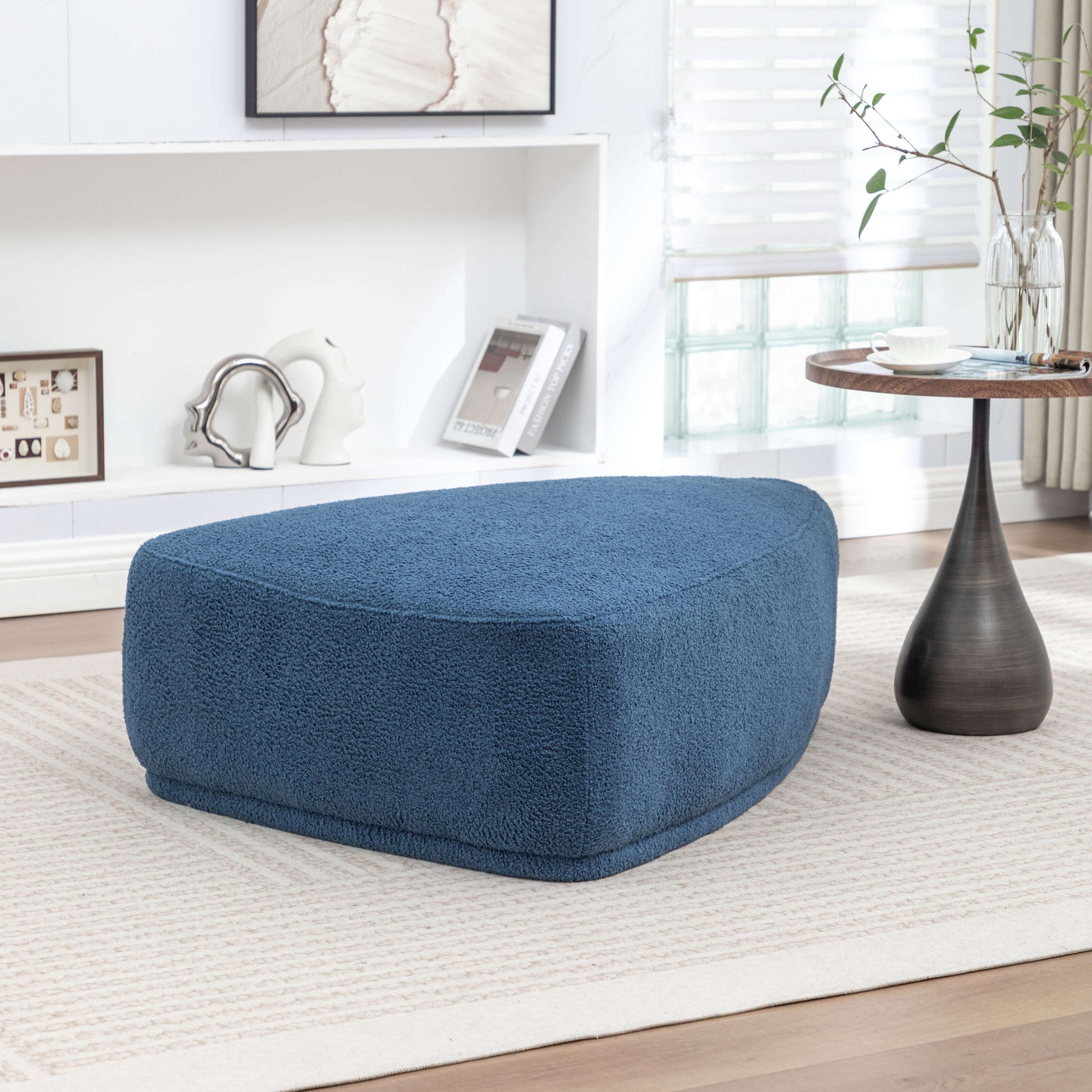 SEYNAR Modern 43'' Teddy Fabric Ottoman Bench