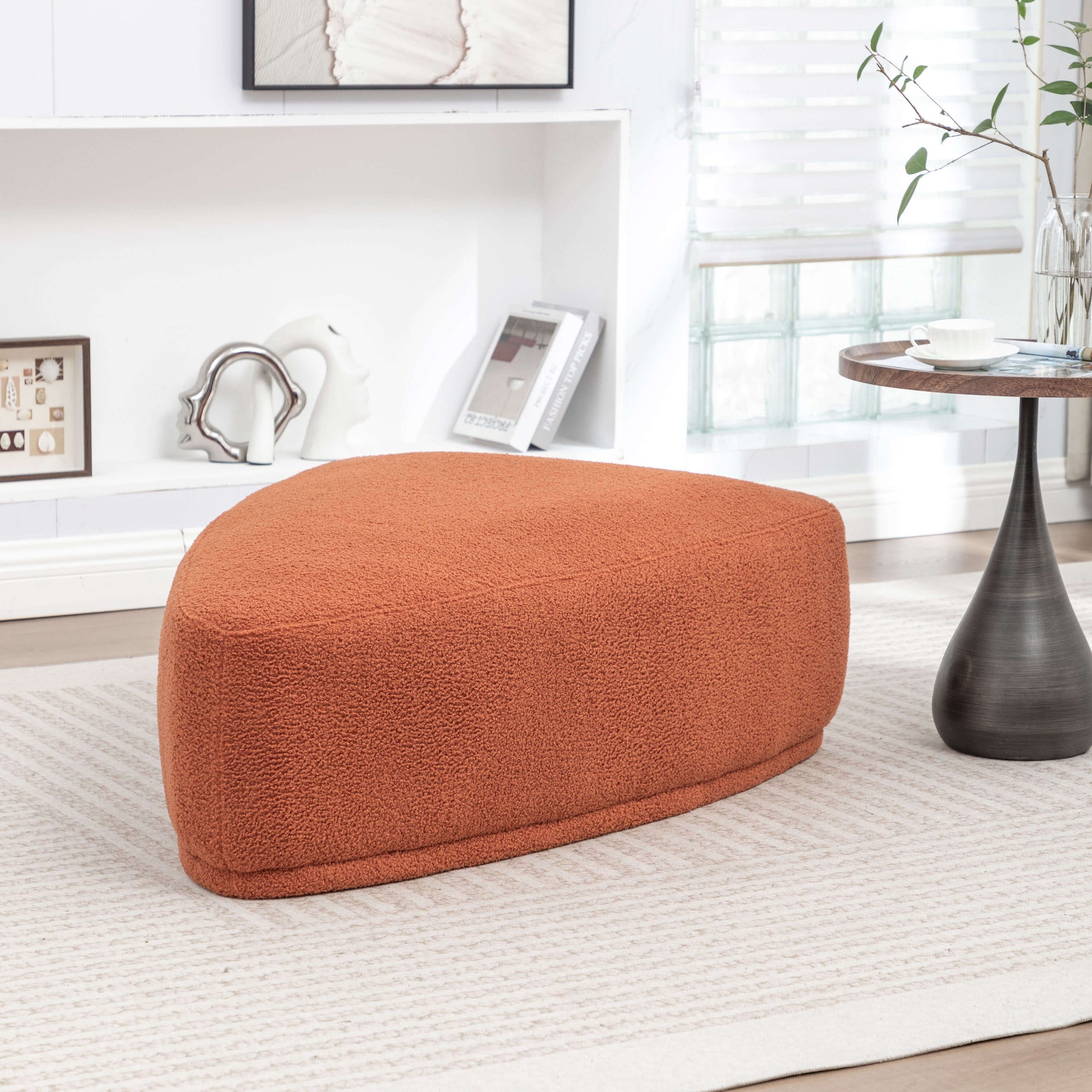 SEYNAR Modern 43'' Teddy Fabric Ottoman Bench