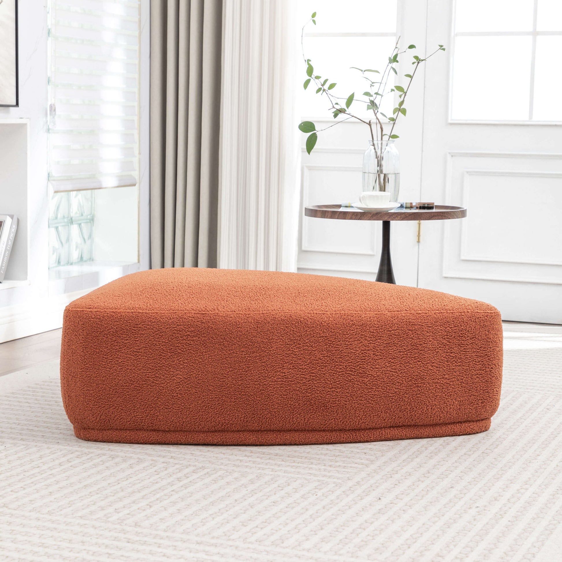 SEYNAR Modern 43'' Teddy Fabric Ottoman Bench