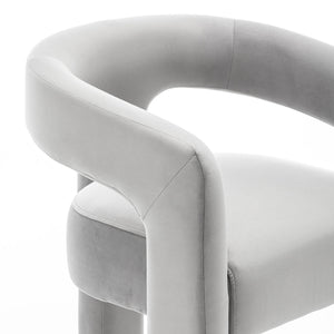 SEYNAR Modern Velvet 34.6''H Fixed Height Open-Back Bar Stool with Metal Footrest(Single/Set of 2)