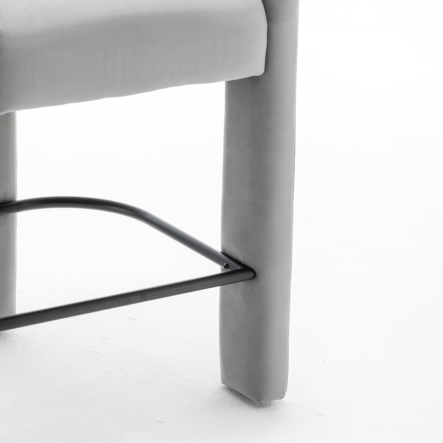 SEYNAR Modern Velvet 34.6''H Fixed Height Open-Back Bar Stool with Metal Footrest(Single/Set of 2)