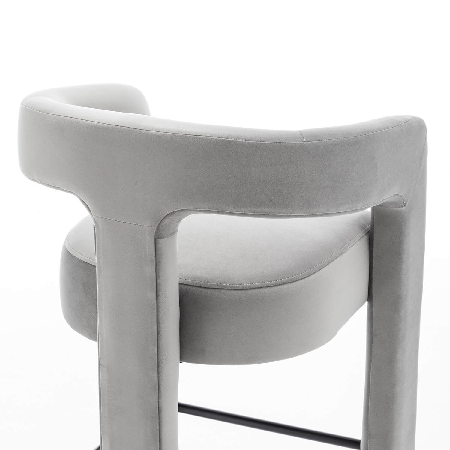 SEYNAR Modern Velvet 34.6''H Fixed Height Open-Back Bar Stool with Metal Footrest(Single/Set of 2)