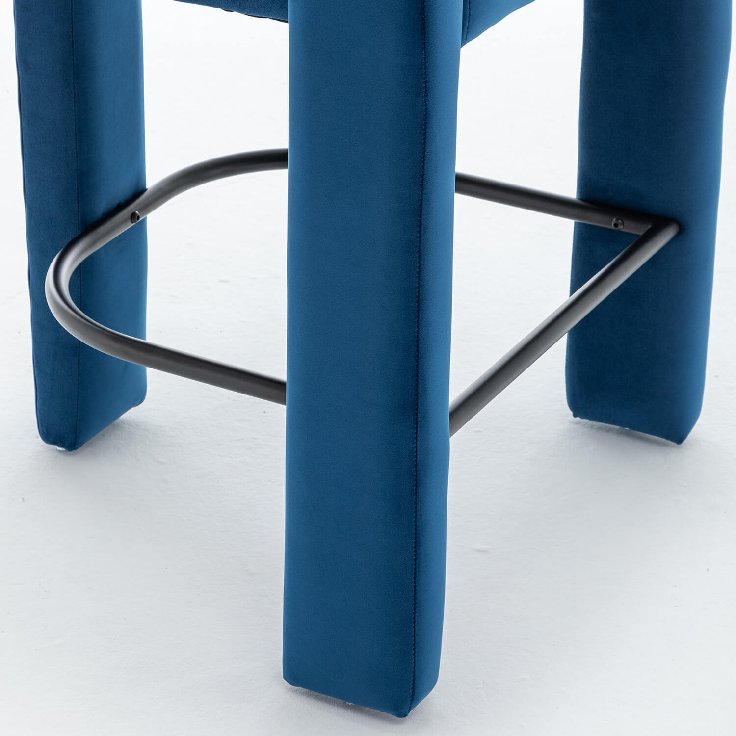 SEYNAR Modern Velvet 34.6''H Fixed Height Open-Back Bar Stool with Metal Footrest(Single/Set of 2)
