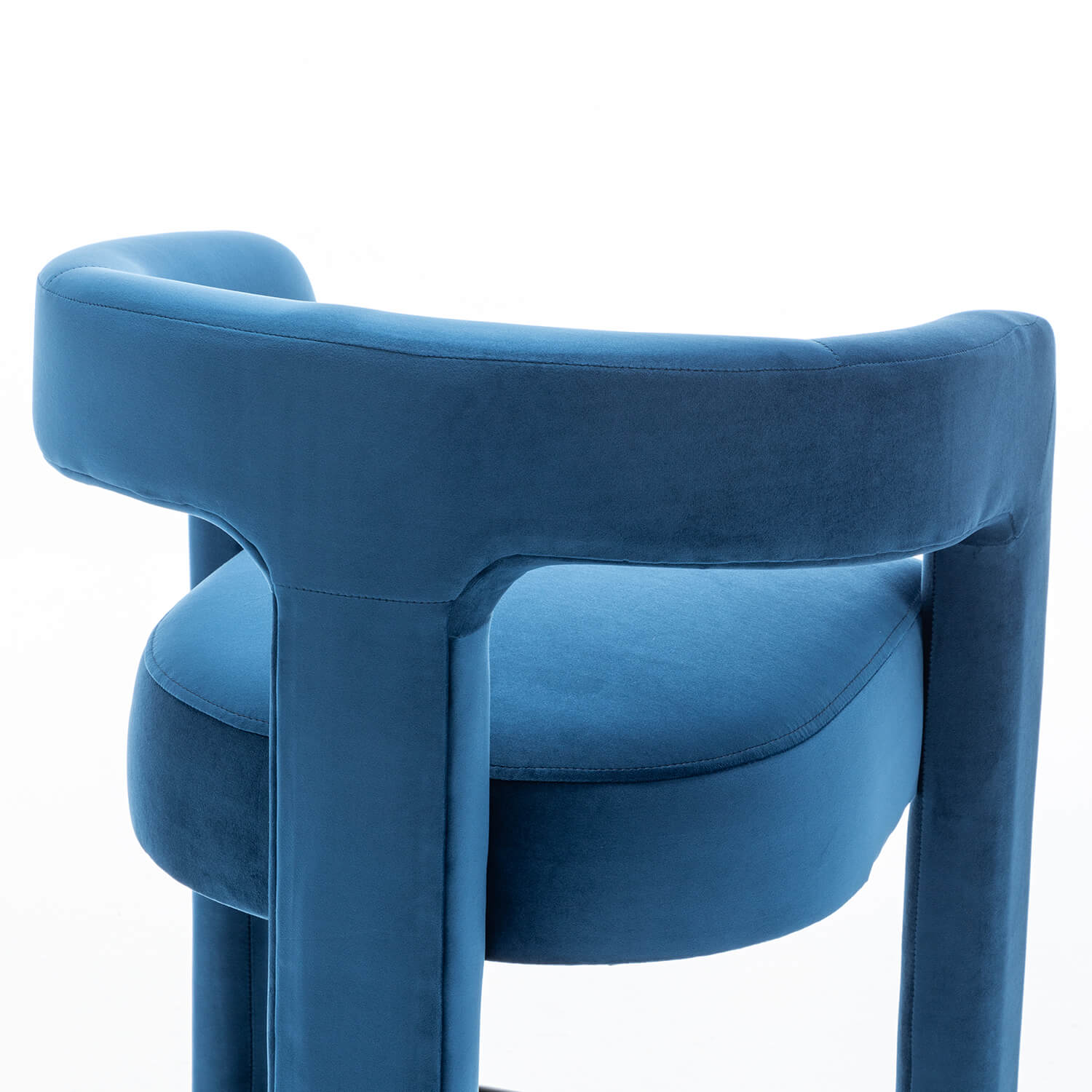 SEYNAR Modern Velvet 34.6''H Fixed Height Open-Back Bar Stool with Metal Footrest(Single/Set of 2)