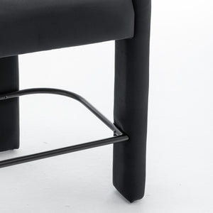 SEYNAR Modern Velvet 34.6''H Fixed Height Open-Back Bar Stool with Metal Footrest(Single/Set of 2)