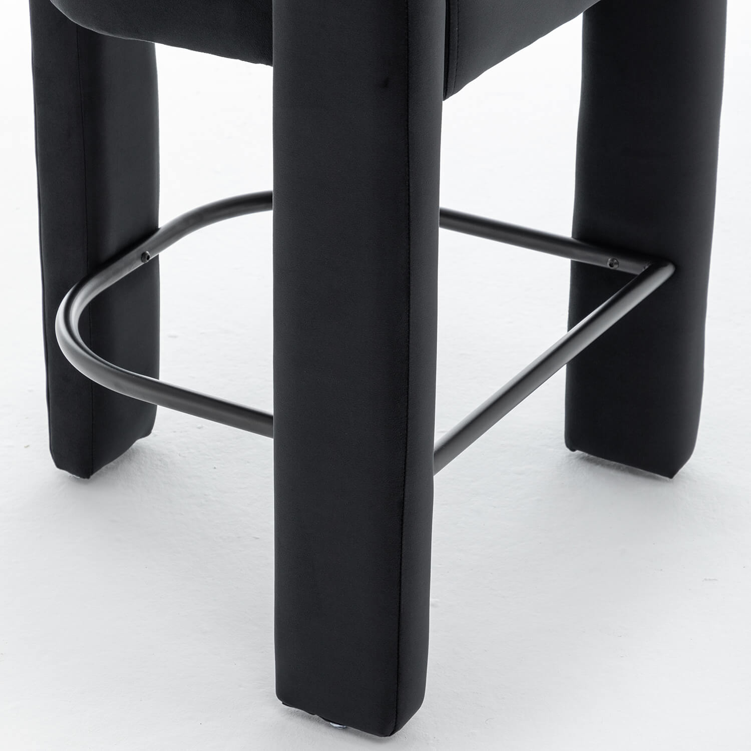 SEYNAR Modern Velvet 34.6''H Fixed Height Open-Back Bar Stool with Metal Footrest(Single/Set of 2)