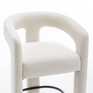 SEYNAR Modern Velvet 34.6''H Fixed Height Open-Back Bar Stool with Metal Footrest(Single/Set of 2)