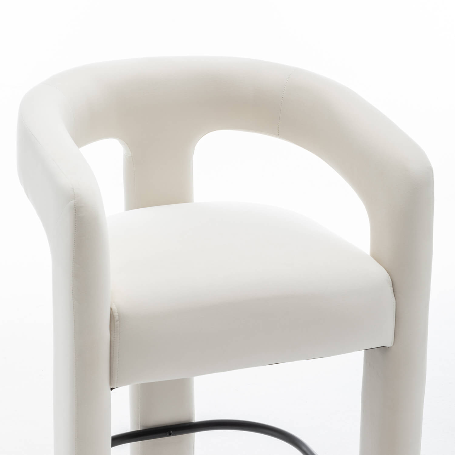 SEYNAR Modern Velvet 34.6''H Fixed Height Open-Back Bar Stool with Metal Footrest(Single/Set of 2)