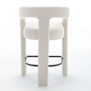 SEYNAR Modern Velvet 34.6''H Fixed Height Open-Back Bar Stool with Metal Footrest(Single/Set of 2)