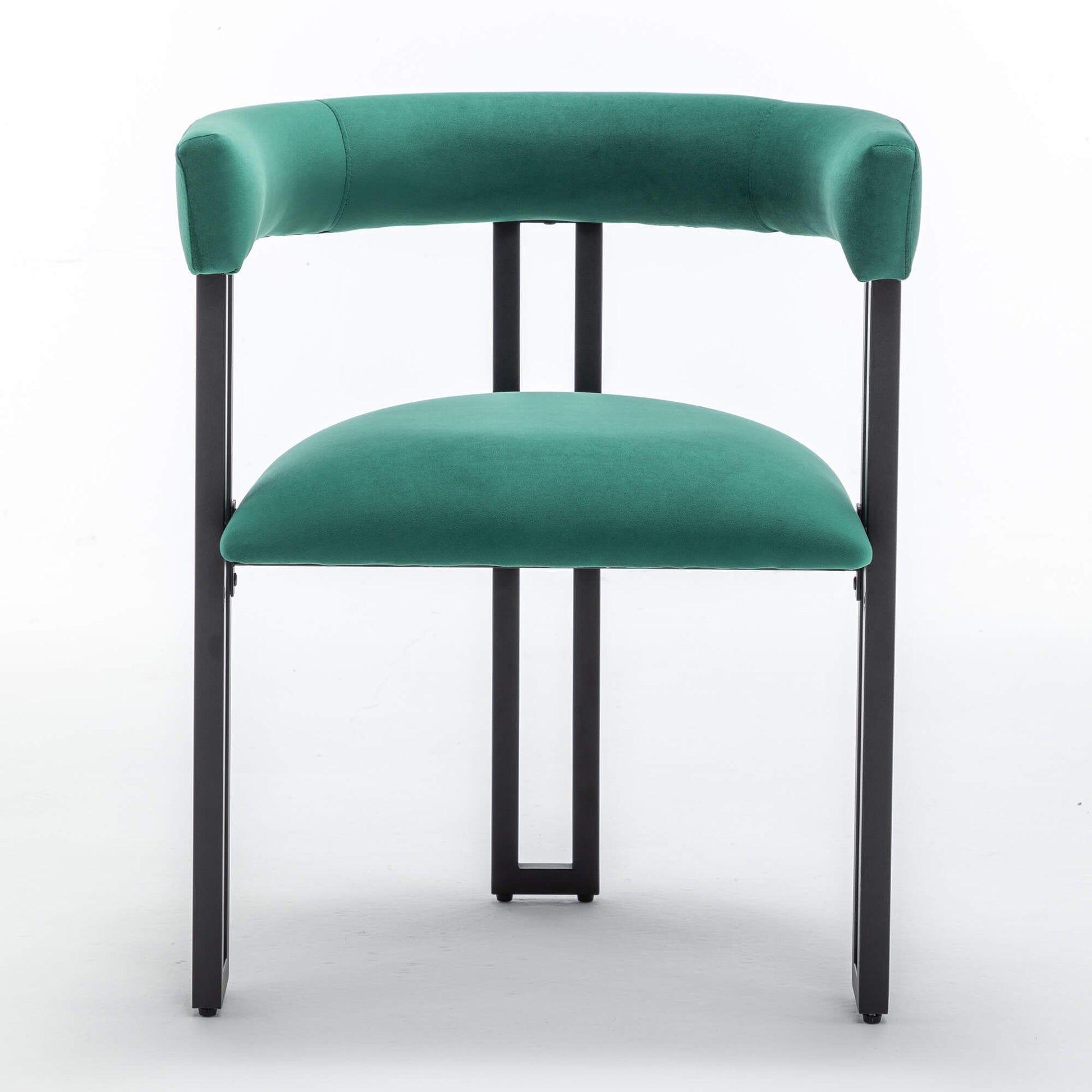 SEYNAR Modern Velvet Dining Chairs Set of 2, Curved Barrel Back Upholstered Armchairs with Black Metal Frame for Dining Room