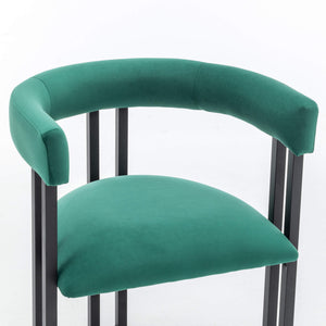 SEYNAR Modern Velvet Dining Chairs Set of 2, Curved Barrel Back Upholstered Armchairs with Black Metal Frame for Dining Room
