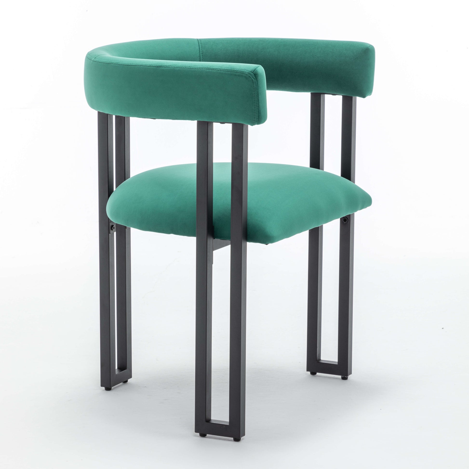 SEYNAR Modern Velvet Dining Chairs Set of 2, Curved Barrel Back Upholstered Armchairs with Black Metal Frame for Dining Room